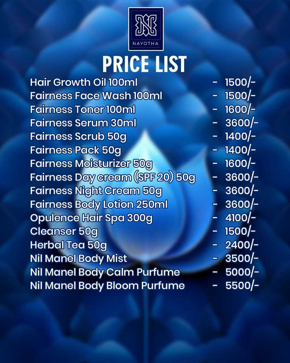 Nayotha Official Price List